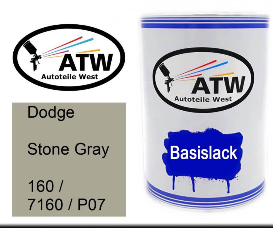 Dodge, Stone Gray, 160 / 7160 / P07: 500ml Lackdose, von ATW Autoteile West.